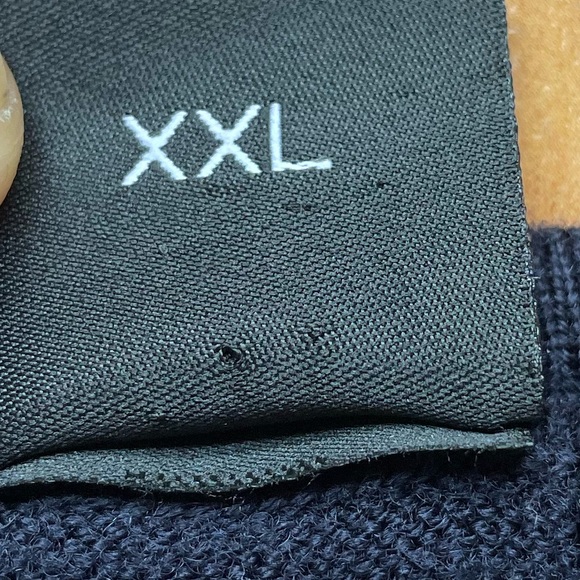 Navy Blue Virgin Wool V Neck Long Sleeve Sweater (XXL) - Picture 6 of 8